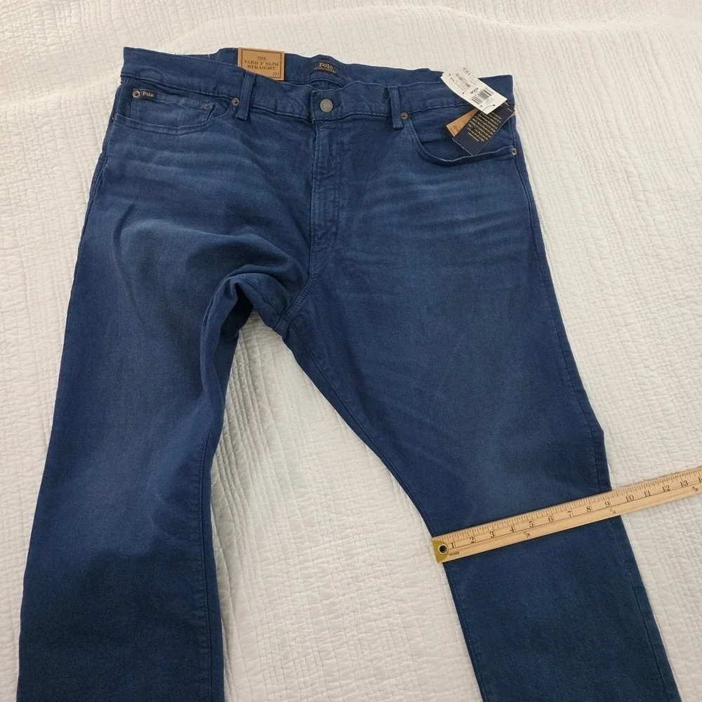 Polo Ralph Lauren Varick‎ Slim Straight Jeans Mens 42x30 Navy Blue NEW Stretch